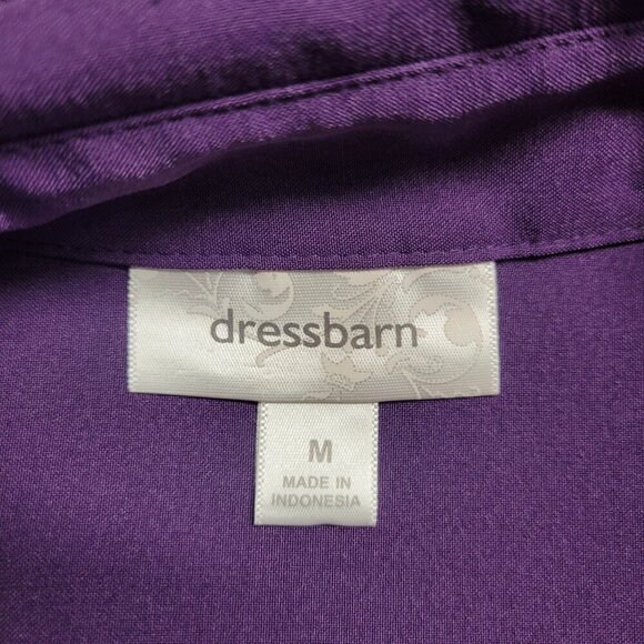Dressbarn Medium Deep Purple Semi Fitted Button Up Longsleeve Dressy Office Top - Picture 9 of 11